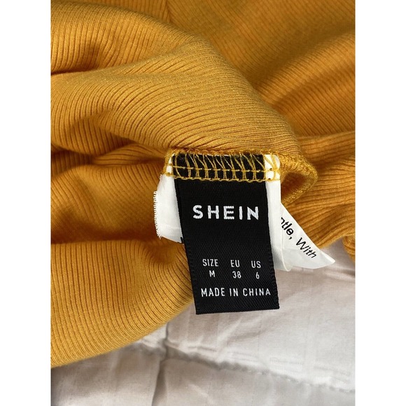 Shein Bright Orange Short Sleeved ribbed crop top. Size Medium - Picture 3 of 5